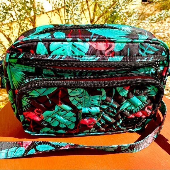 NEW LUG PINK & BLACK FLAMINGO CROSSBODY BAG - Picture 4 of 16